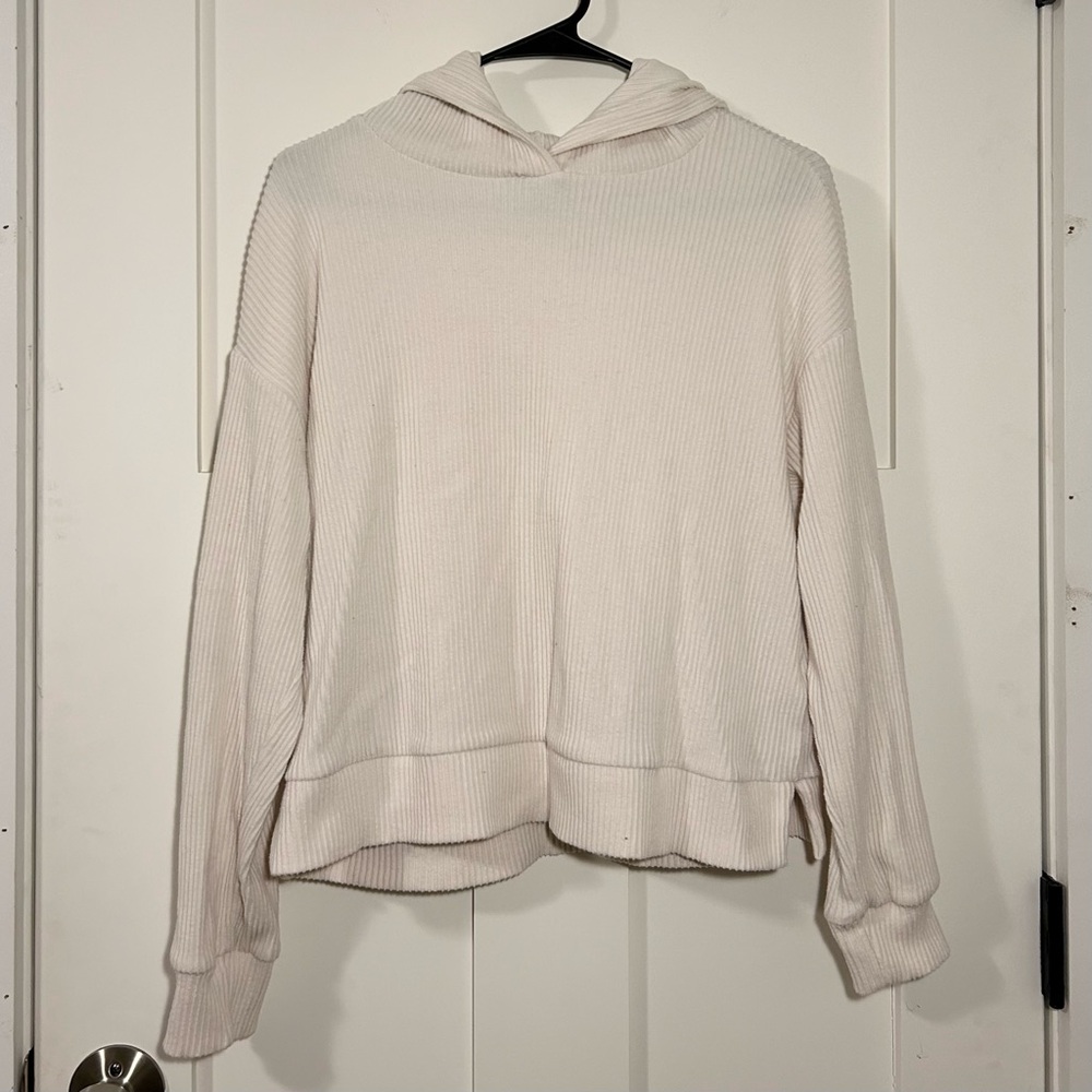 GAP ribbed pullover hoodie - white, size S - women’s